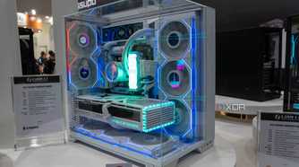 Lian Li 011 Vision with multi-colored lights inside