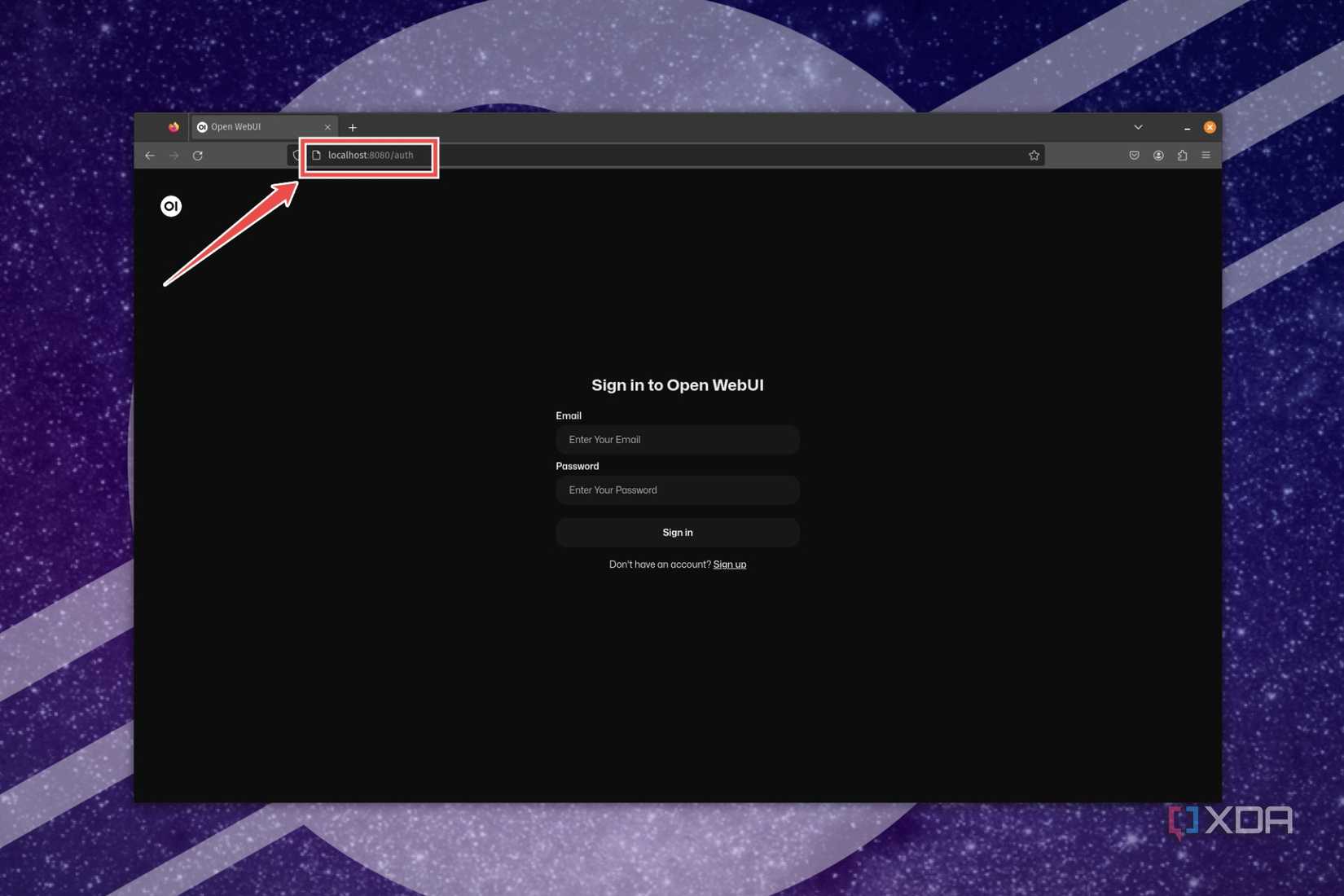 The procedure to open the Ollama Open Web UI on the local system