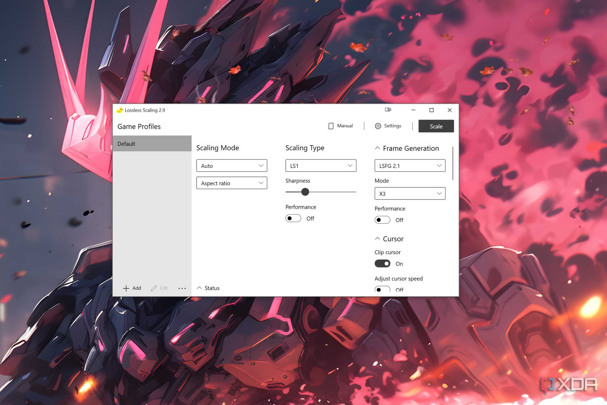 A screenshot of the Lossless Scaling app