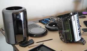 Mac Pro parts spread out.