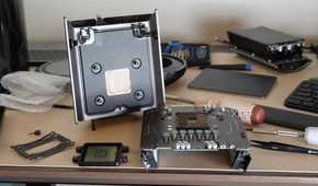 The exposed CPU socket on a Mac Pro.