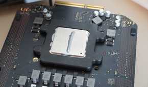 Thermal paste applied on a Mac Pro CPU.