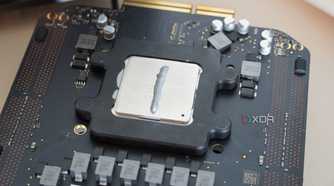 Thermal paste applied on a Mac Pro CPU.