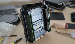 The memory sticks on a trash can Mac Pro.