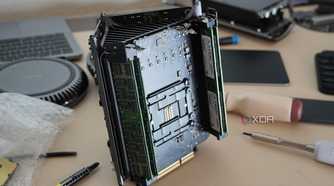 The memory sticks on a trash can Mac Pro.