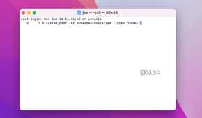 screenshot of the macos terminal app with a command for finding the number of cpu cores