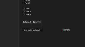 A screenshot showing Obsidian markdown Strikethrough