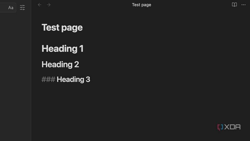 A screenshot showing Obsidian markdown headings 