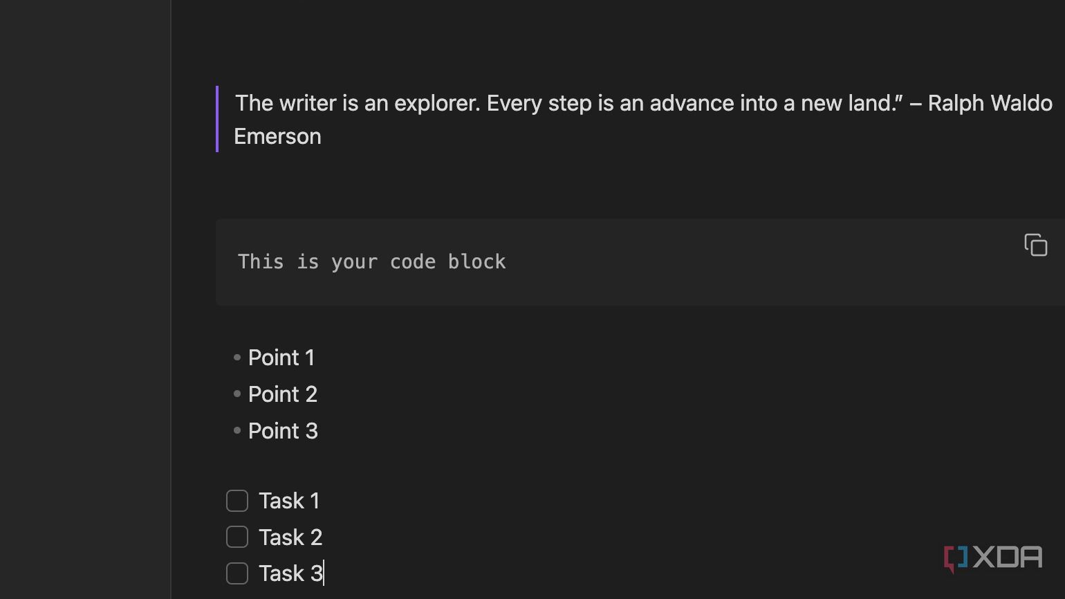 A screenshot showing Obsidian markdown tasks