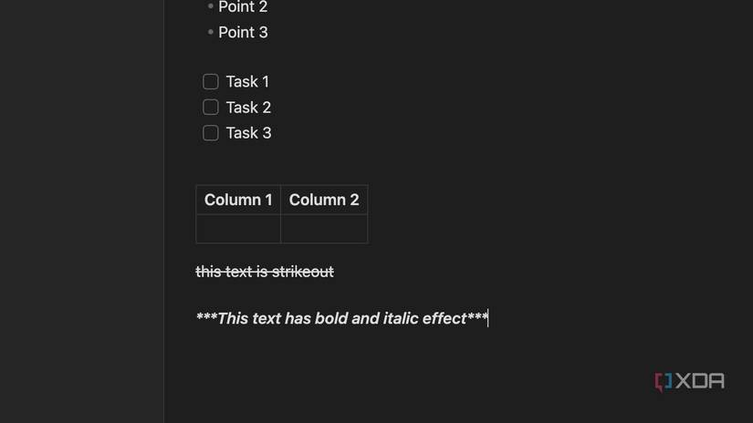 A screenshot showing Obsidian markdown bold and italic