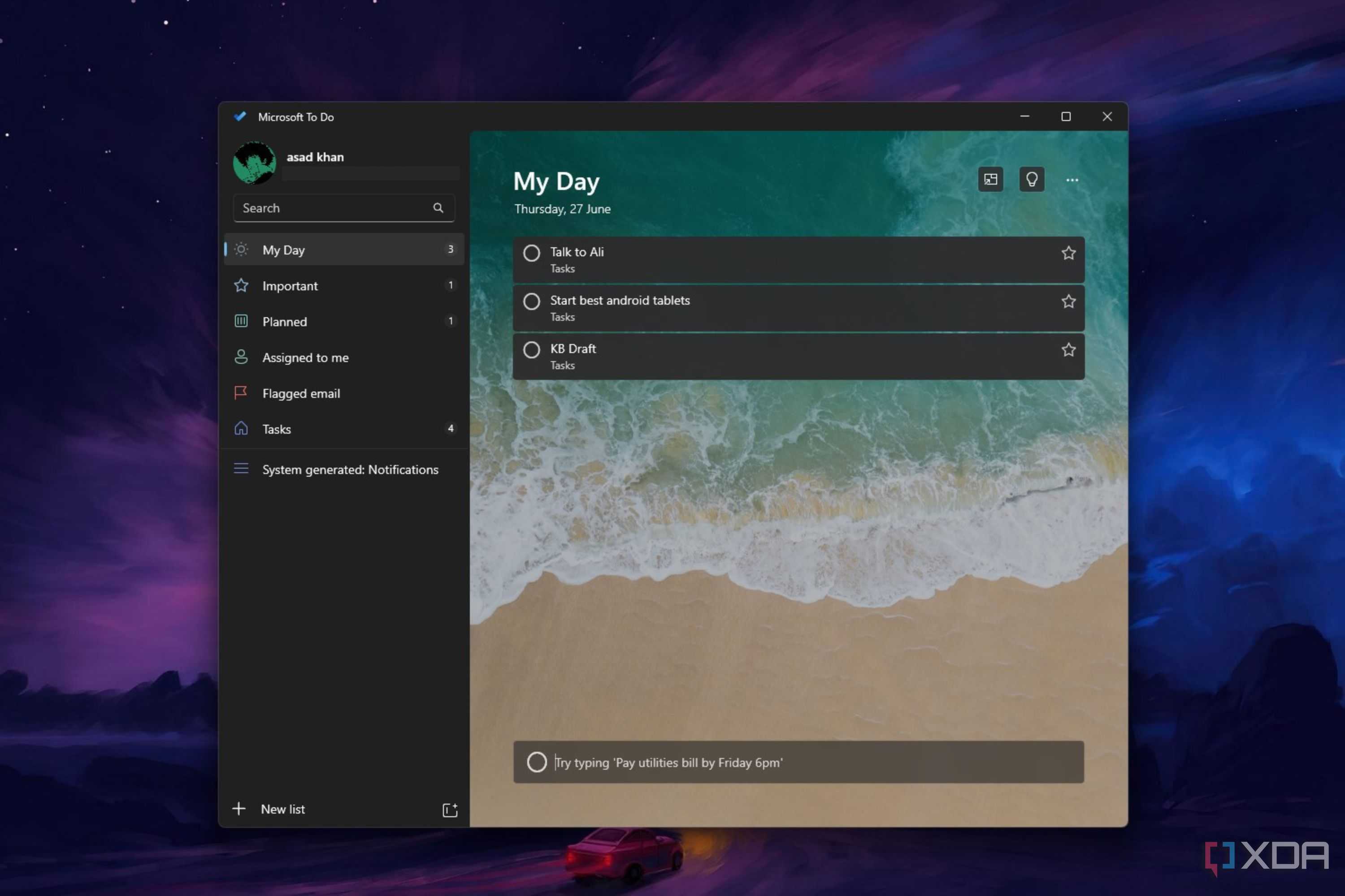 Windows 11 screenshot that shows the Microsoft To Do app