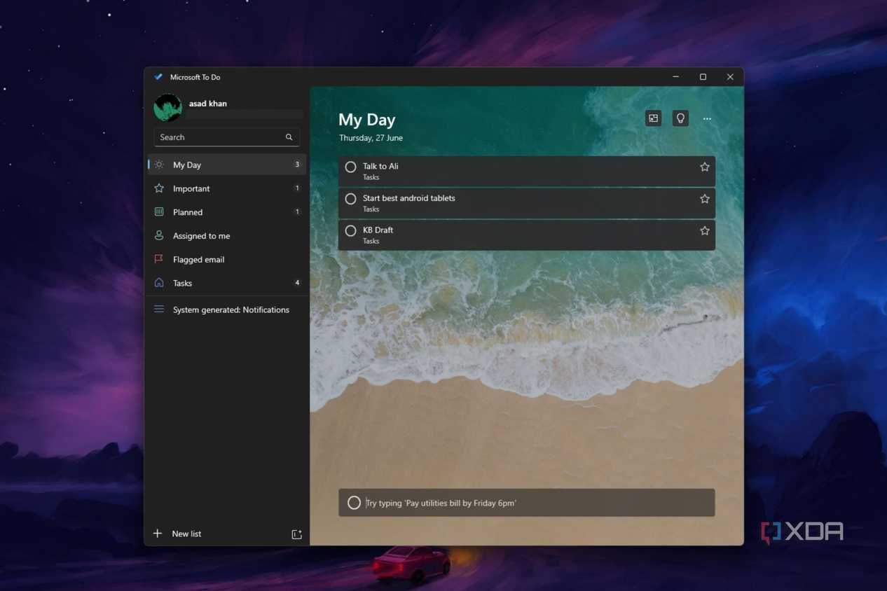 Windows 11 screenshot that shows the Microsoft To Do app