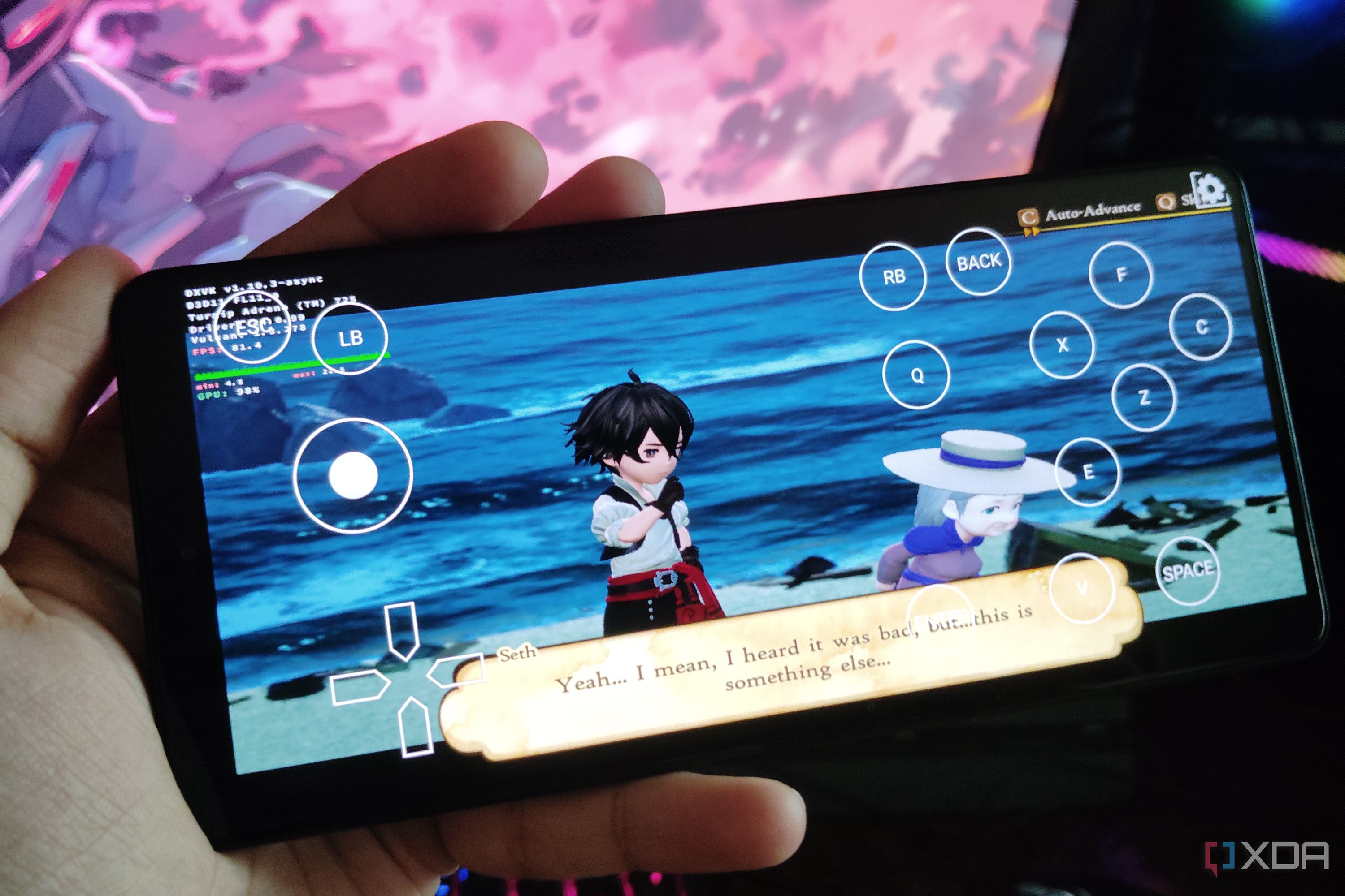 Bravely Default II running on a Poco F5 via Mobox