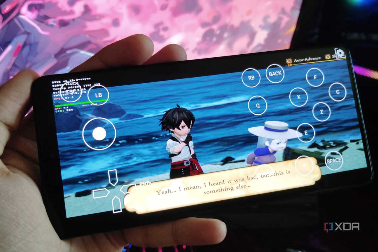 Bravely Default II running on a Poco F5 via Mobox