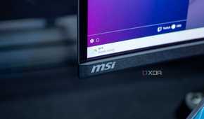 MSI logo on the bottom left of a monitor at Computex
