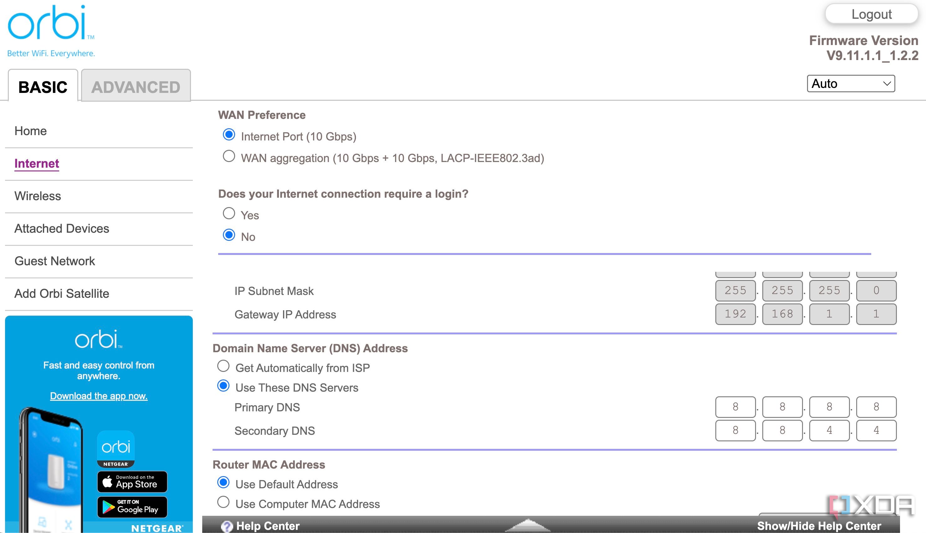 Change DNS on Netgear Orbi router