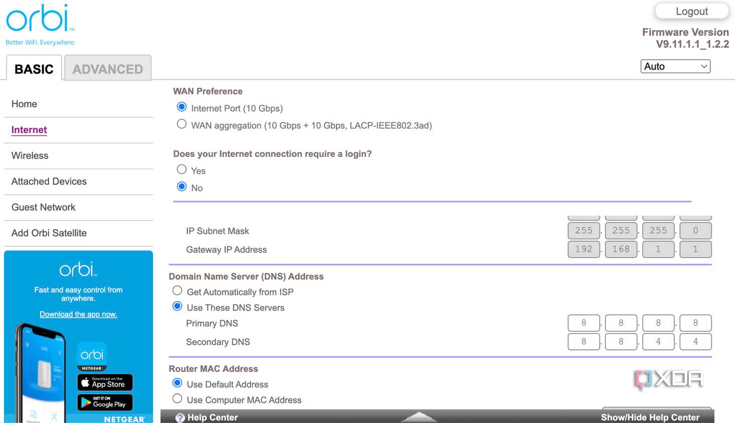 Change DNS on Netgear Orbi router