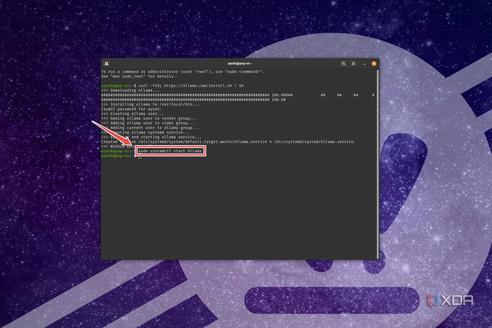 The terminal command to start Ollama on Linux