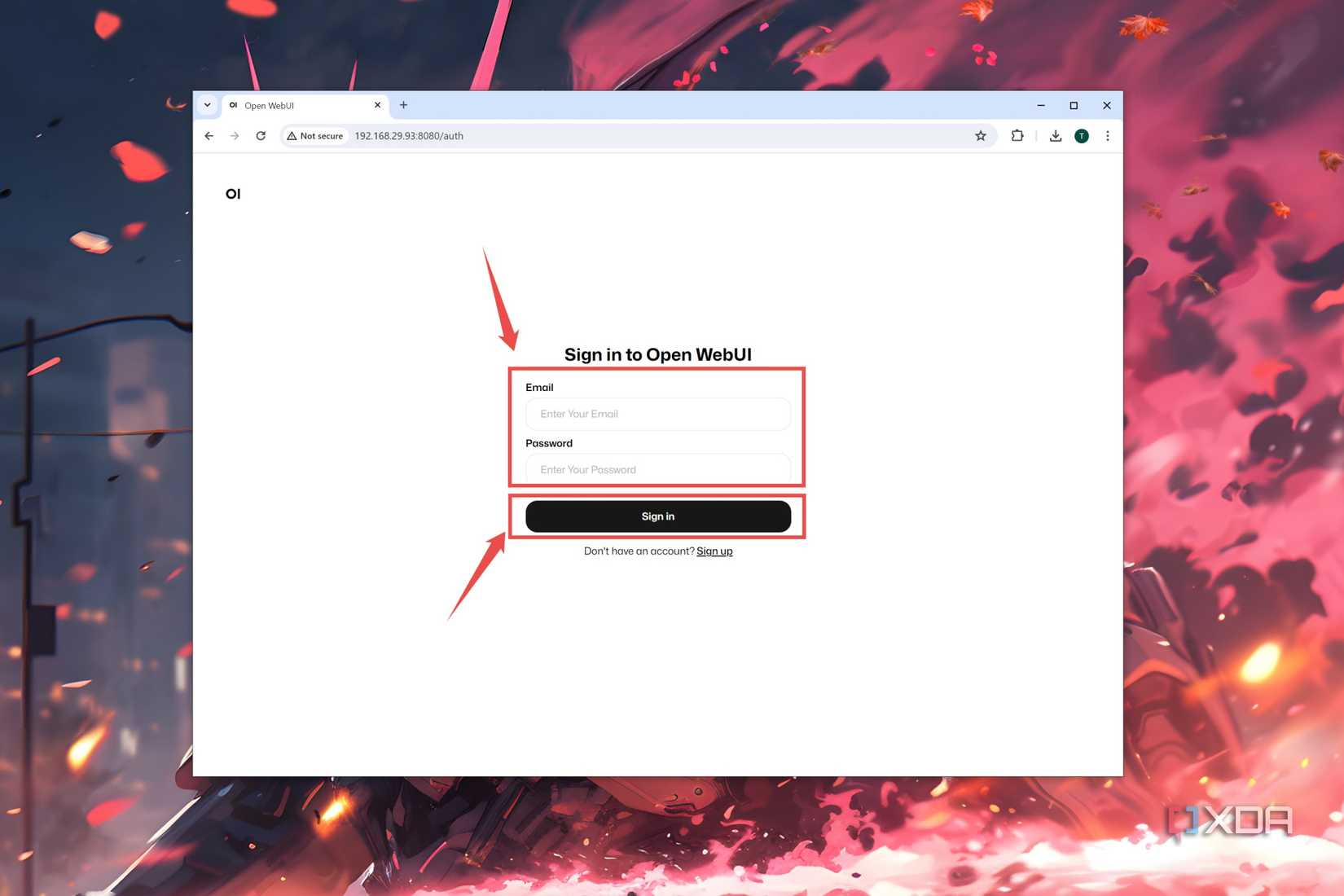 The procedure to log into the Open Web UI on another PC