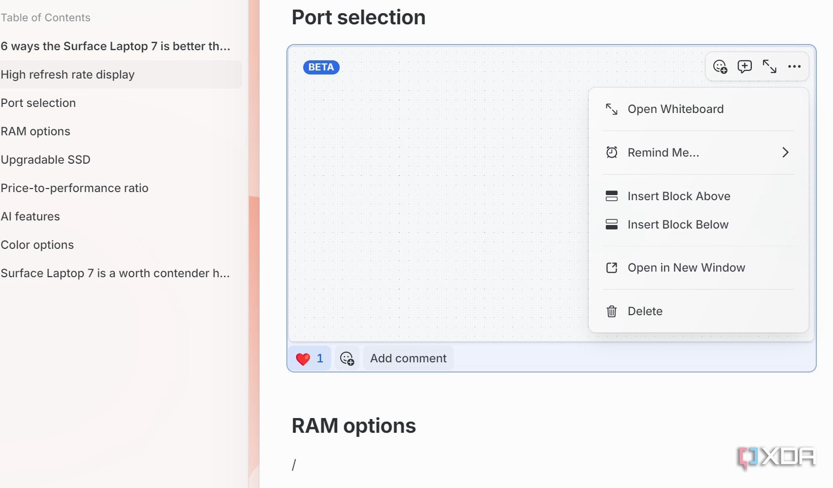 A screenshot showing craft whiteboard