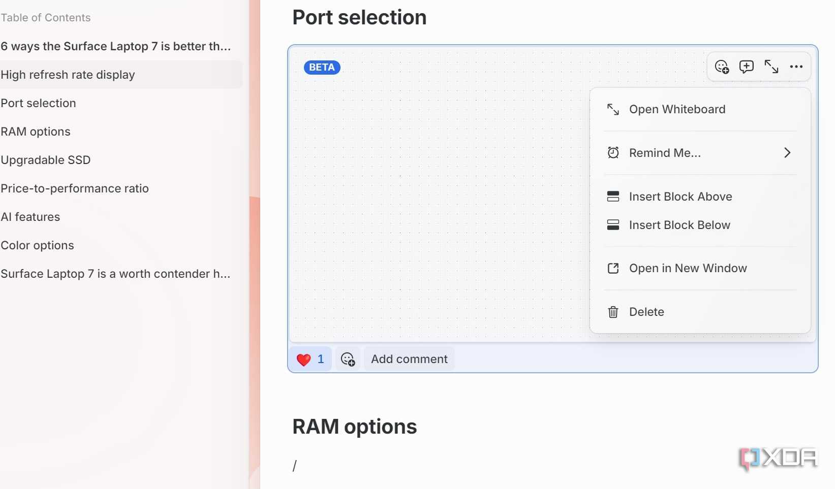 A screenshot showing craft whiteboard