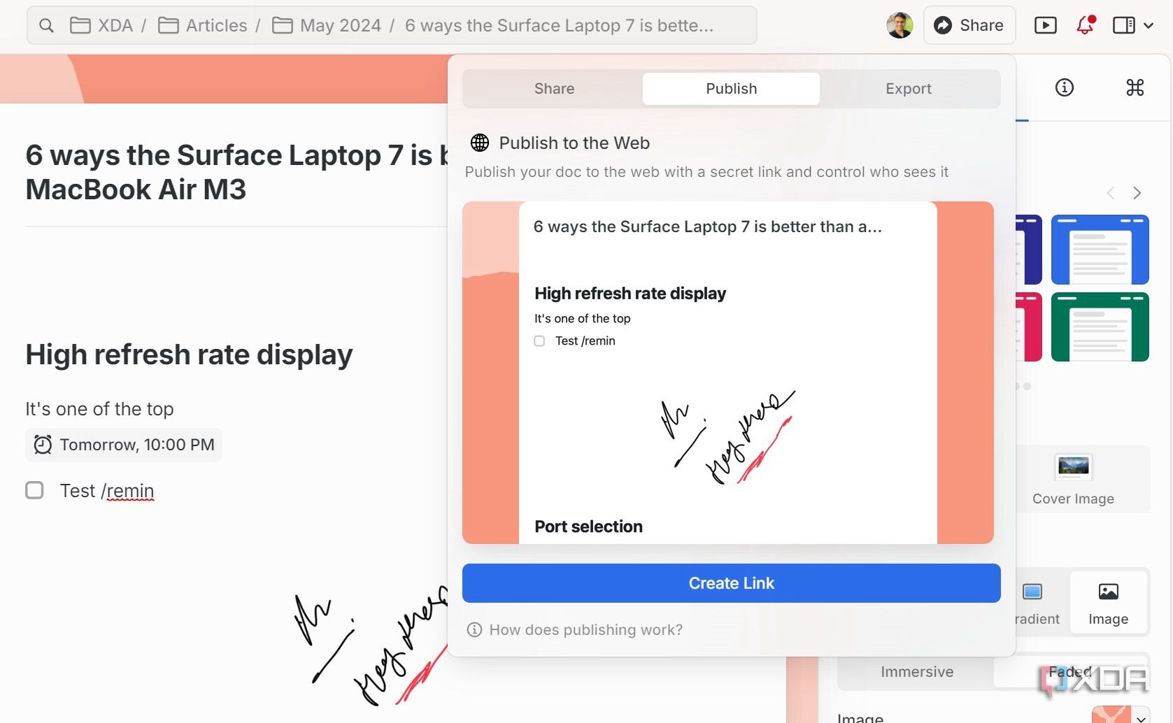 A screenshot showing craft sharing tools
