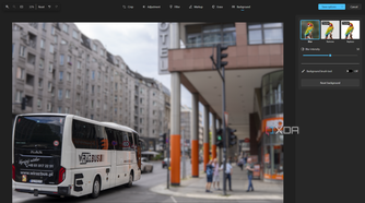 Screenshot of the Photos app after applying a blur effect to the background of an image