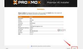 The Install button highlighted in the Proxmox installation wizard
