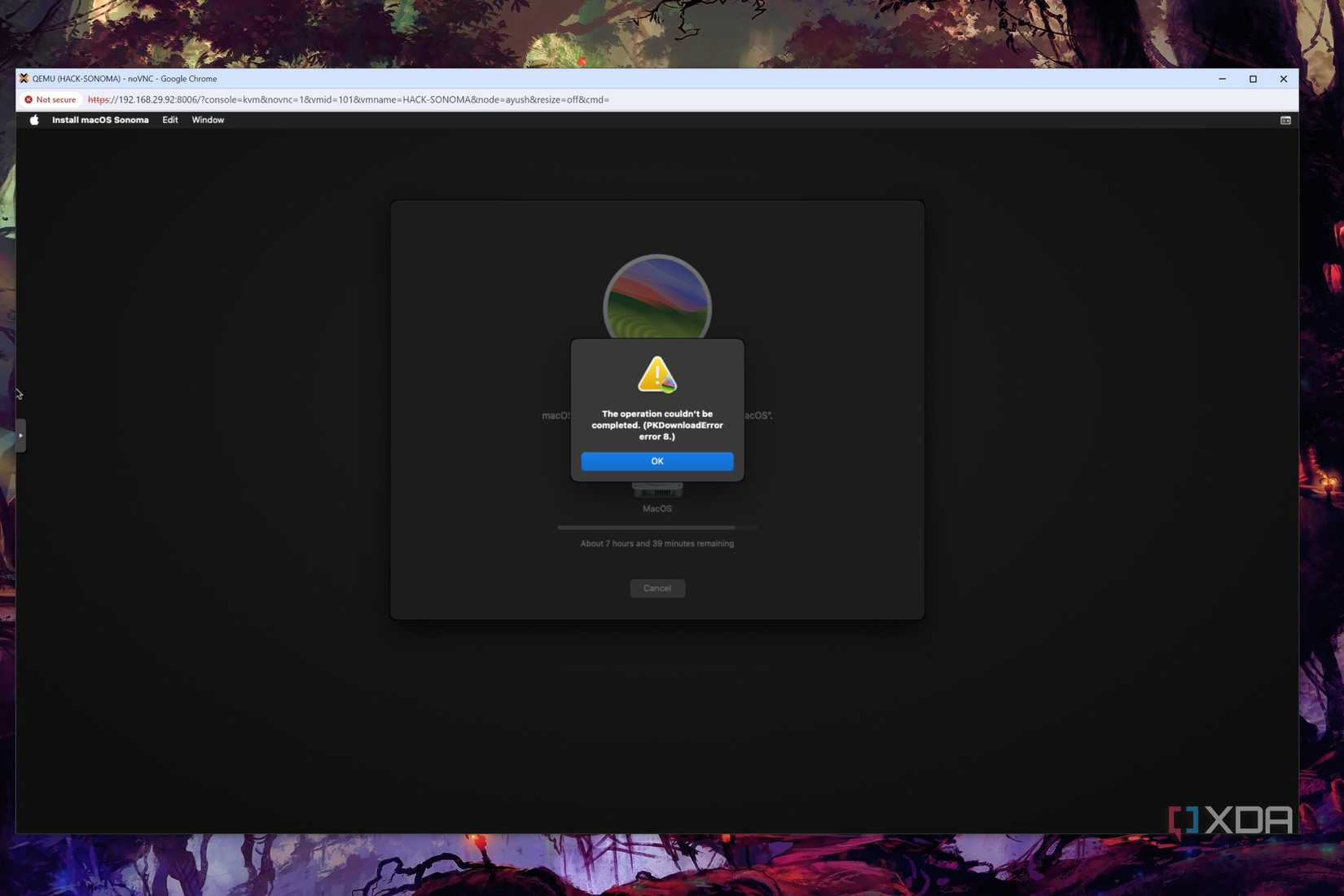 An error when installing macOS in Proxmox