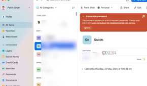 A screenshot showing 1Password home