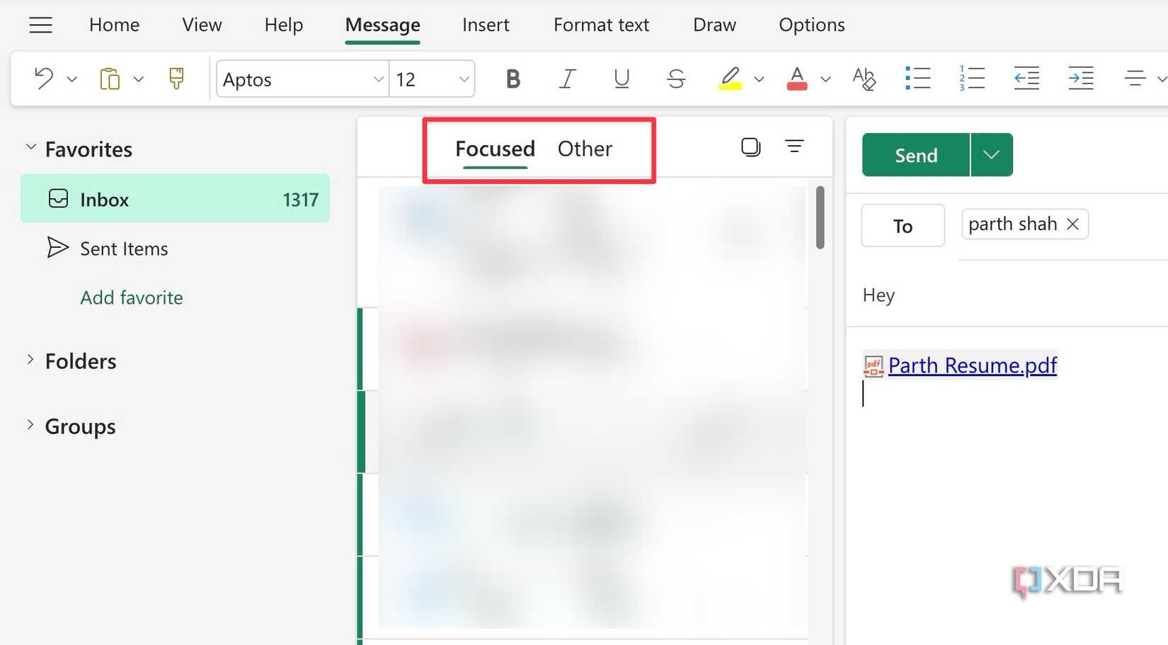 Outlook focused inbox