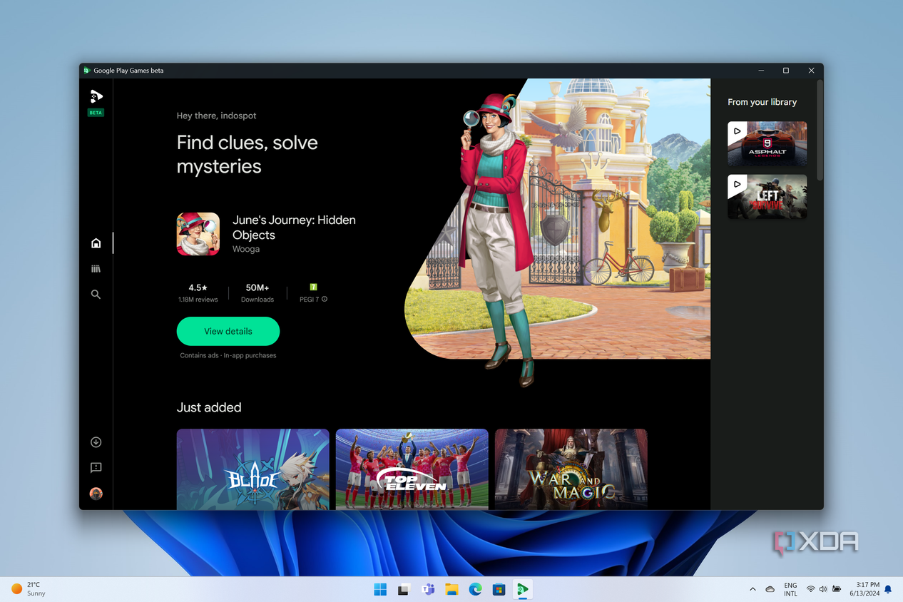 Google Play Games listing for a game called June's Journey Hidden Objects