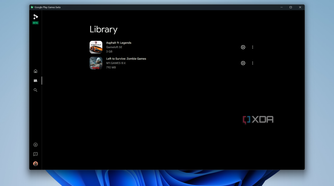 Screenshot of the library section in Google Play Games on PC