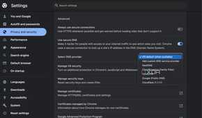 Select DNS provider in Google Chrome