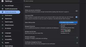 Select DNS provider in Google Chrome