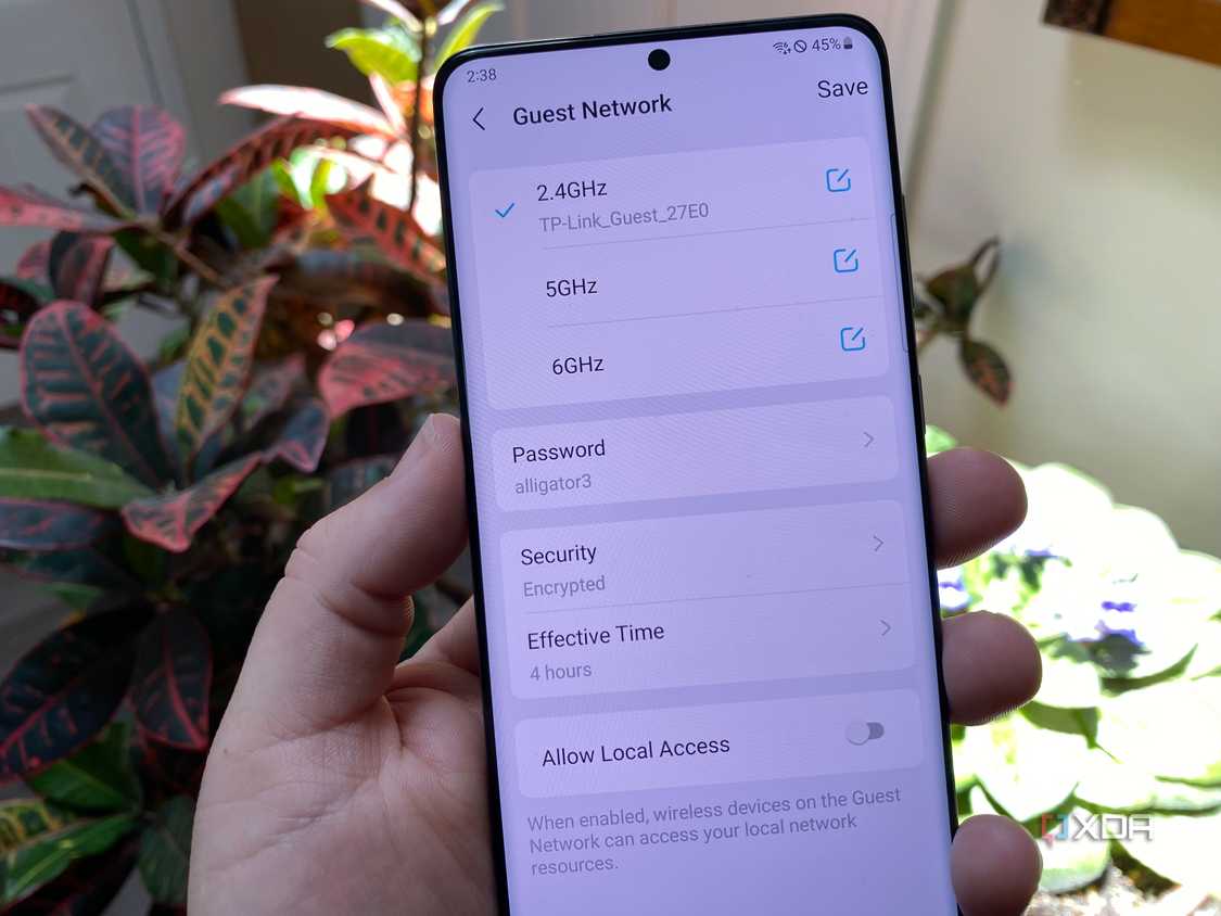 A photo of person showing a guest network set up on a smartphone