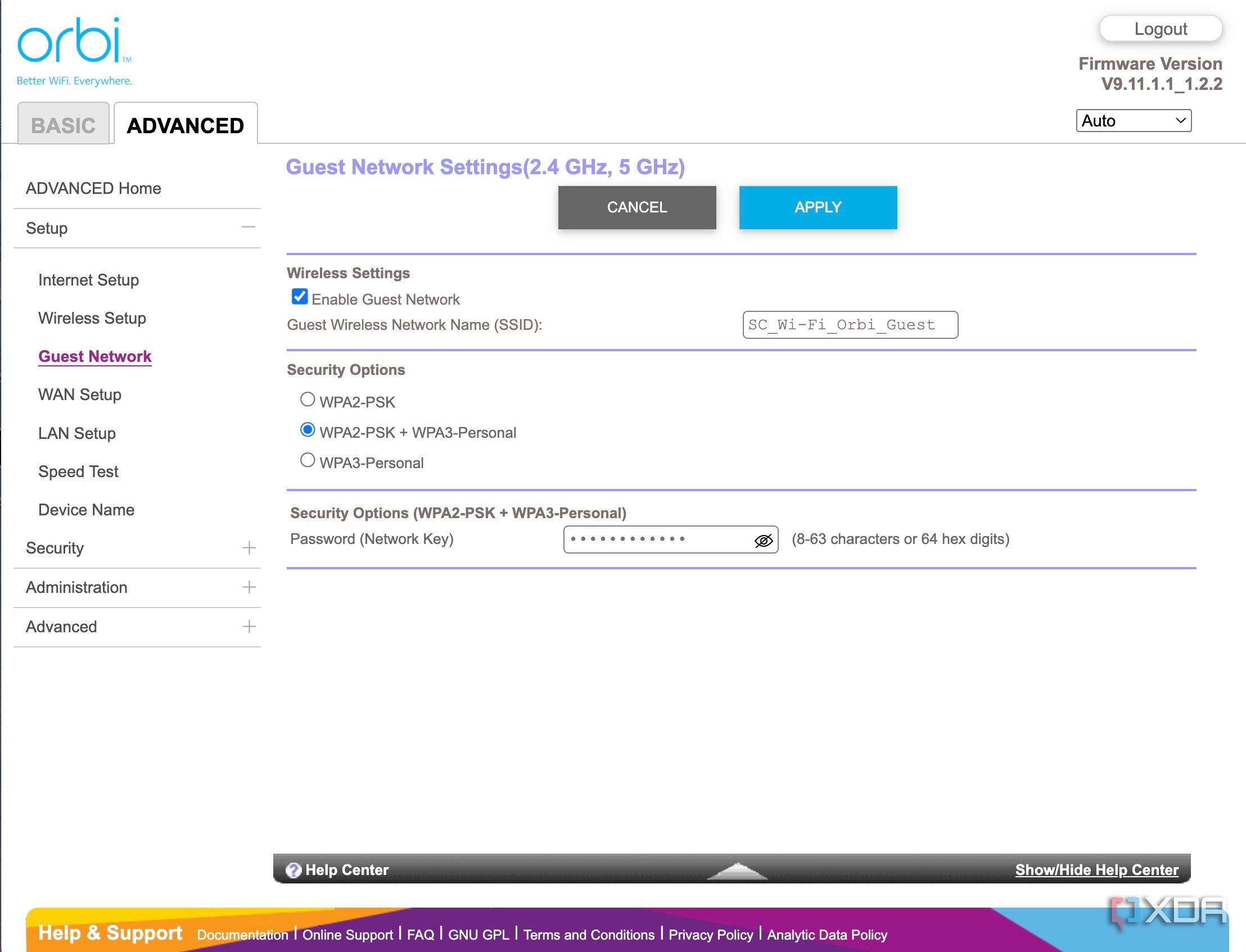 Set guest Wi-Fi Netgear Orbi RBE970