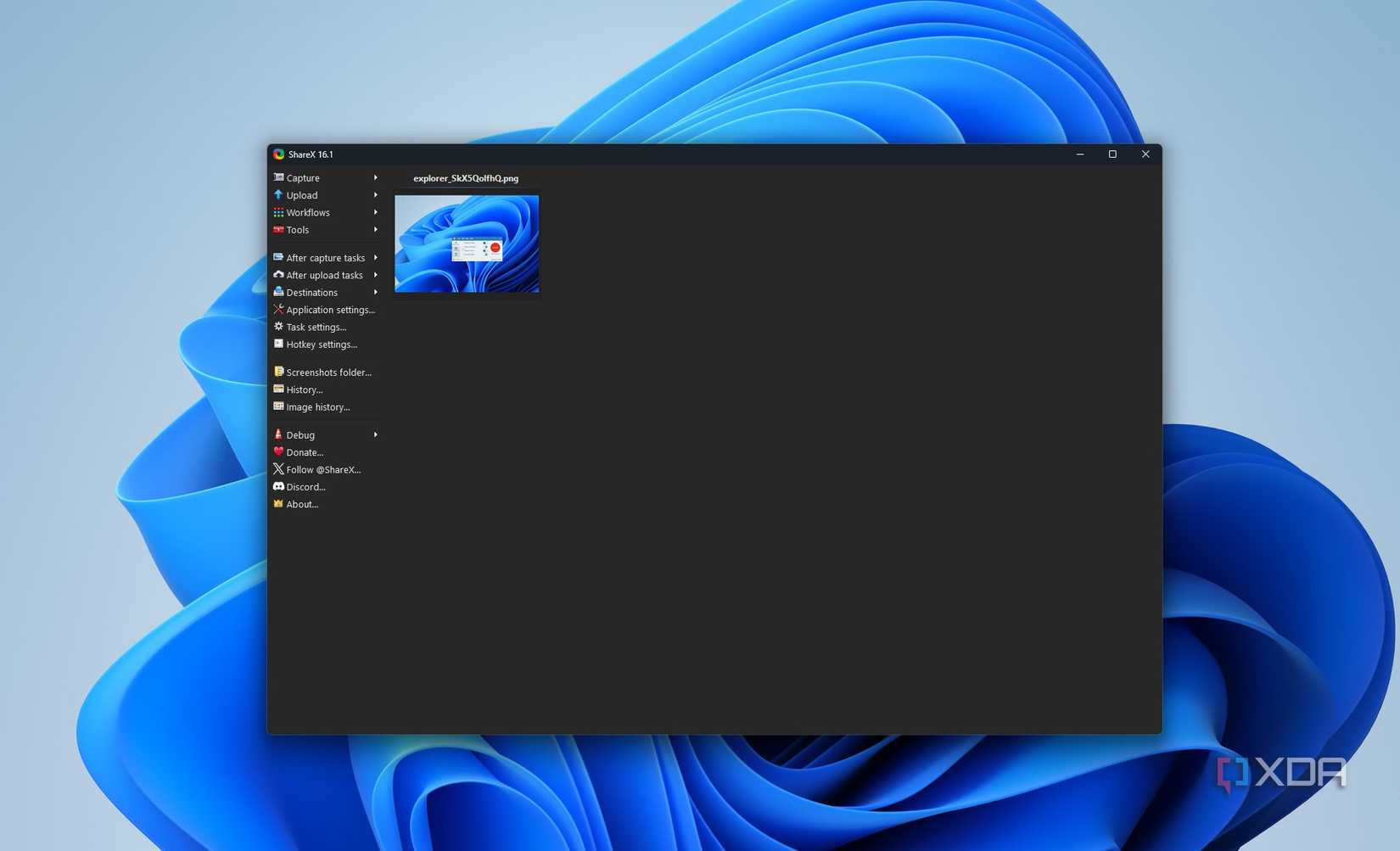 Image of the sharex main user interface