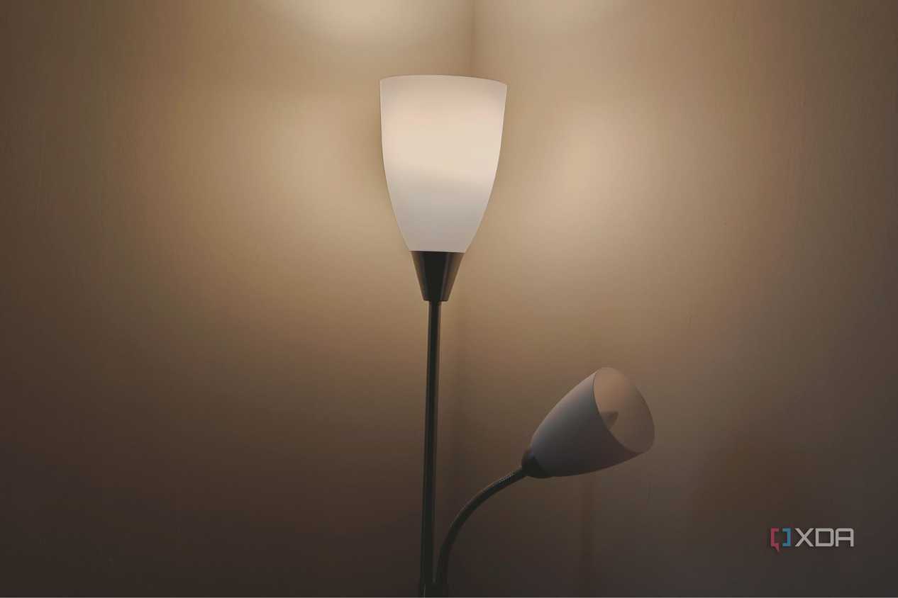 A image showing two smart light bulbs as a part of a corner lamp.