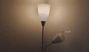 A image showing two smart light bulbs as a part of a corner lamp.