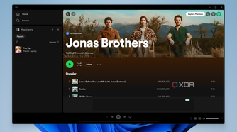 Jonas Brothers artist page in Spotify for Windows