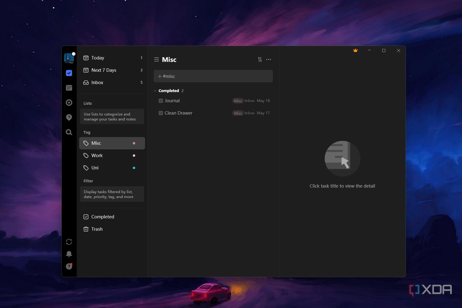 Windows 11 screenshot that shows the TickTick app
