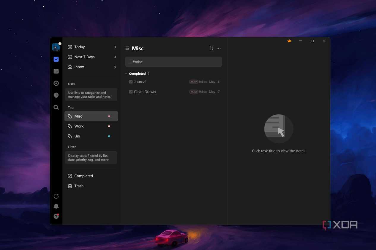 Windows 11 screenshot that shows the TickTick app