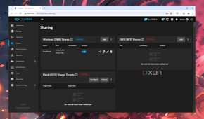 The TrueNAS Scale Sharing tab, with the OS running on an Aiffro NAS