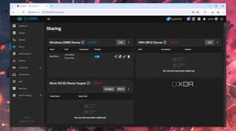 The TrueNAS Scale Sharing tab, with the OS running on an Aiffro NAS