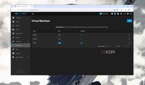 The TrueNAS VM tab, with the OS running on an Aiffro K100 NAS