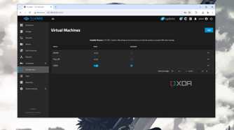 The TrueNAS VM tab, with the OS running on an Aiffro K100 NAS