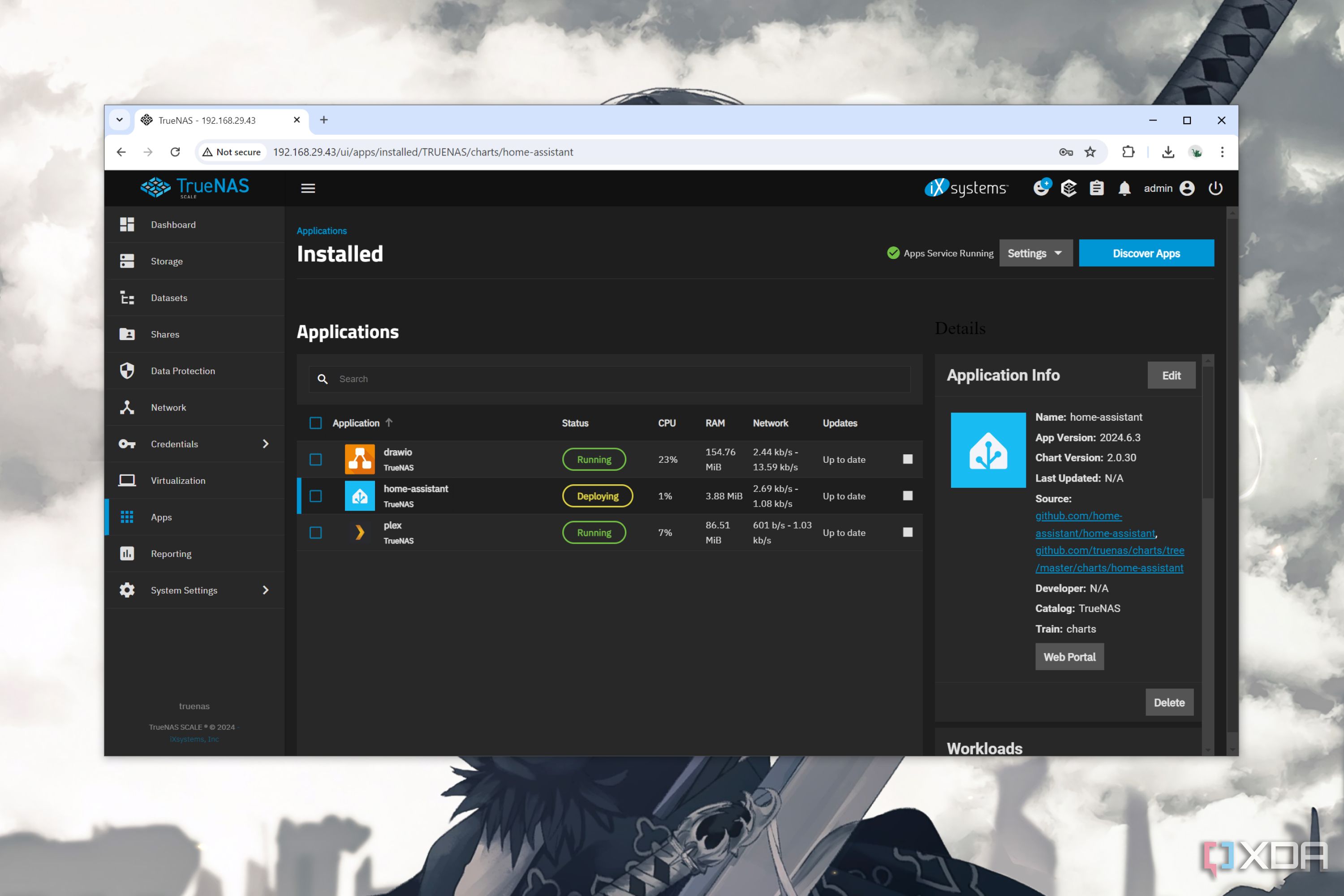 Starting the apps on a TrueNAS Scale instance running on the Aiffro K100 NAS