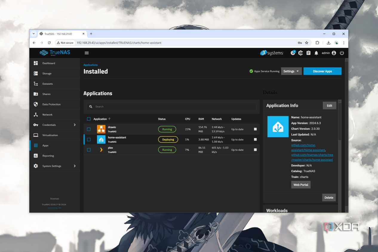 Starting the apps on a TrueNAS Scale instance running on the Aiffro K100 NAS