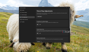 Screenshot of Twinkle Tray settings window showing time of day settings